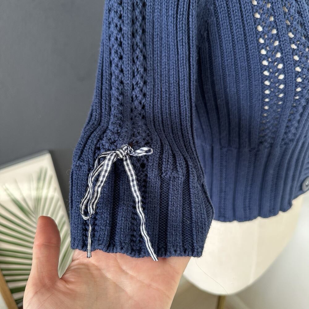 Vintage Guess Knit Button Cardigan Bow Ribbons Cottage Core Preppy 90s Y2K - Picture 5 of 10
